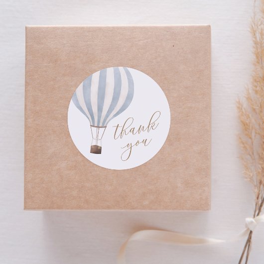 Blue Heet Luchtballon Jongens Baby Shower Bedankt Ronde Sticker