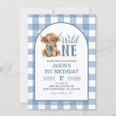 Blue Heifer Bull First Birthday Invitation (Devant)
