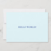 Blue Hello World Boy Faire-part de naissance (Dos)