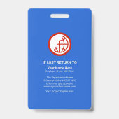 Blue Helpend Hand Staff Photo Template ID Badge (Achterkant)