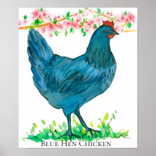 Blue Hen Chicken State Bird of Delaware Poster