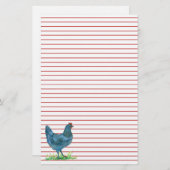 Blue Hen Chicken Waterverf Red Lined Briefpapier (Voorkant / Achterkant)