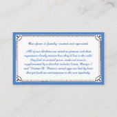 Blue  Hen Eg Seller Visitekaartje (Achterkant)