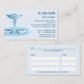 Blue Hermes Rod Caduceus Water Ripples Medical Afsprakenkaartje (Voorkant / Achterkant)