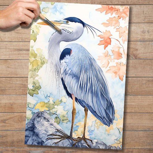 Blue Heron 4 Decoupage Papier