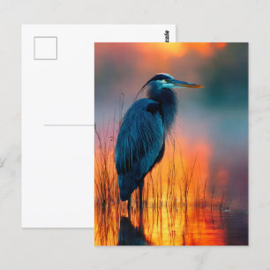 Blue Heron bij zonsopgang Briefkaart