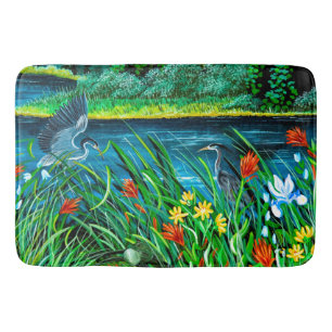Blue Heron Couple Bath Mat