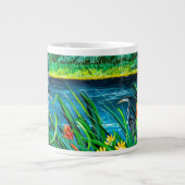 Blue Heron Couple Coffee Cup Extra Grote Beker (Voorkant)