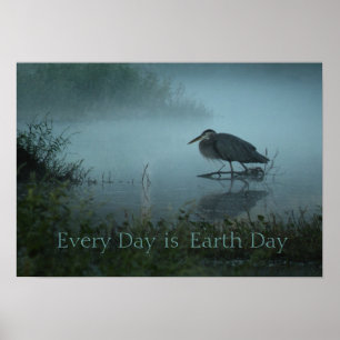Blue Heron Earth Day Poster Print