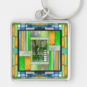 Blue Heron Glas in lood Sleutelhanger (Voorkant)