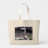 Blue Heron, Green Bag Large Canvas tas (Achterkant)