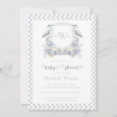 Blue Heron Monogram-Baby shower Kaart (Voorkant)
