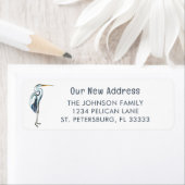 Blue Heron Moving Announcement Retouradres Etiket (Insitu)