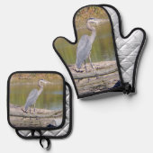 Blue Heron Ovenwant & Pannenlap Set (Voorkant / Achterkant)