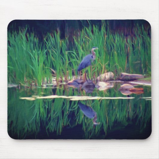 Blue Heron reflecteert Animal Art Muismat (Voorkant)