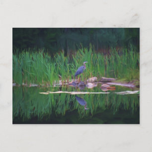 Blue Heron Reflections Animal Peinture Carte posta