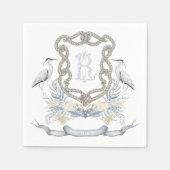 Blue Heron Rope Monogram Crest Servet (Voorkant)