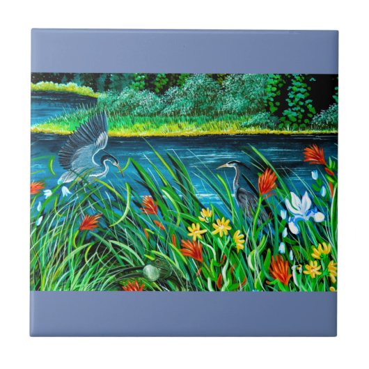 Blue Heron Tile Tegeltje (Voorkant)