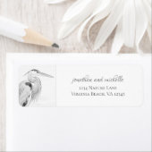 Blue Heron Water Bird Sketch Adres Etiket (Insitu)