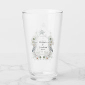 Blue Heron Waterfowl White Waterverf Floral Glas (Achterkant)