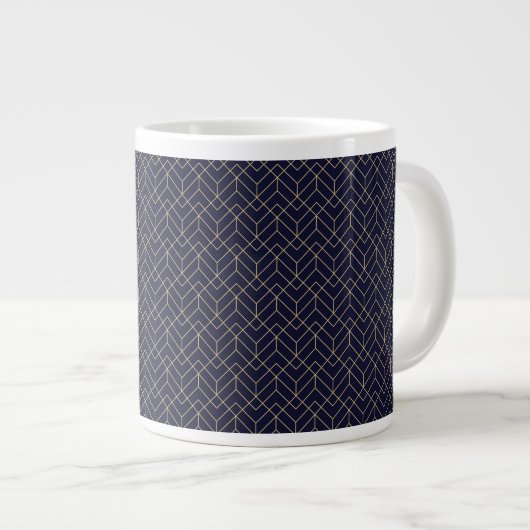 Blue Hexagon Pattern Extra Grote Beker (Voorkant rechts)