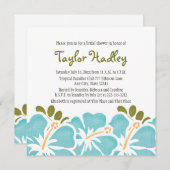 Blue Hibiscus Bridal Shower Invitations Kaart (Voorkant / Achterkant)