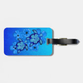 Blue Hibiscus en Honu Turtles Bagagelabel (Achterkant horizontaal)