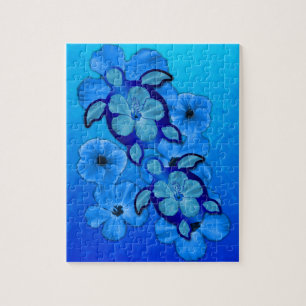 Blue Hibiscus en Honu Turtles Legpuzzel