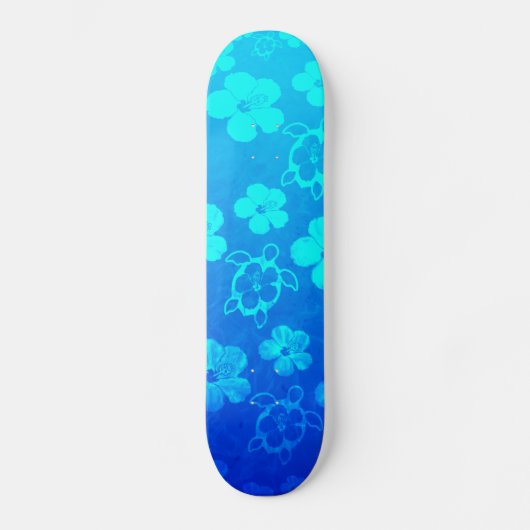 Blue Hibiscus en Honu Turtles Skateboard (Voorkant)