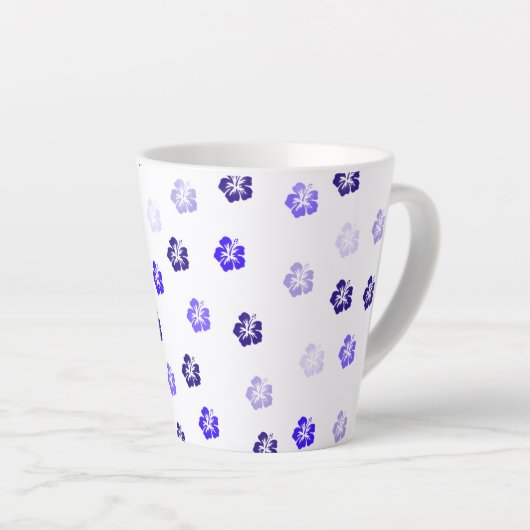 Blue Hibiscus Floral Latte Mug (Angle droit)