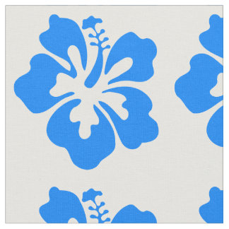 Blue Hibiscus Flower print Stof