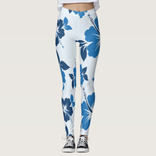 Blue Hibiscus Flowers Leggings