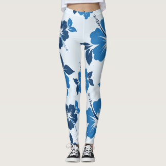 Blue Hibiscus Flowers Leggings