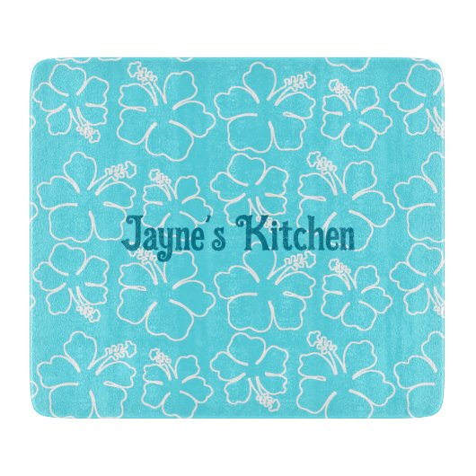 Blue Hibiscus Personalized Cutting Board Snijplank (Voorkant)