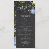 Blue Hibiscus & Swallows Floral Chalkboard Wedding Programma (Voorkant / Achterkant)