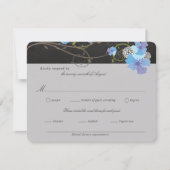 Blue Hibiscus & Swallows Floral Chalkboard Wedding RSVP Kaartje (Voorkant)