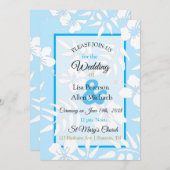 Blue Hibiscus Wedding Invitation Kaart (Voorkant / Achterkant)