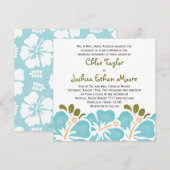 Blue Hibiscus Wedding Invitations Kaart (Voorkant / Achterkant)