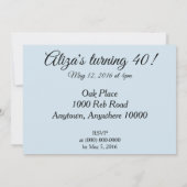 Blue High Heels 40th Birthday Party Kaart (Achterkant)