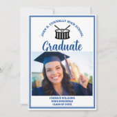 Blue High School Band Foto Afstuderen Aankondiging (Voorkant)