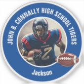 Blue High School Football Player Foto Laptop Sticker (Voorkant)