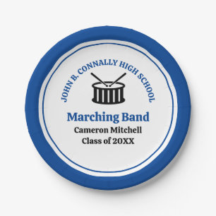 Blue High School Marching Band Afstudeerfeest Papieren Bordje