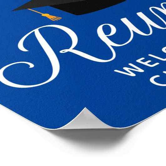 Blue High School Reunion Custom Alumni Welkom Poster (Hoek)