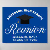 Blue High School Reunion Custom Alumni Welkom Poster (Voorkant)