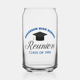 Blue High School Reunion Party Custom Alumni Blikvorm Glas