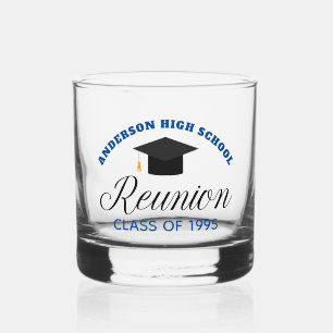 Blue High School Reunion Party Custom Alumni Whisky Glas