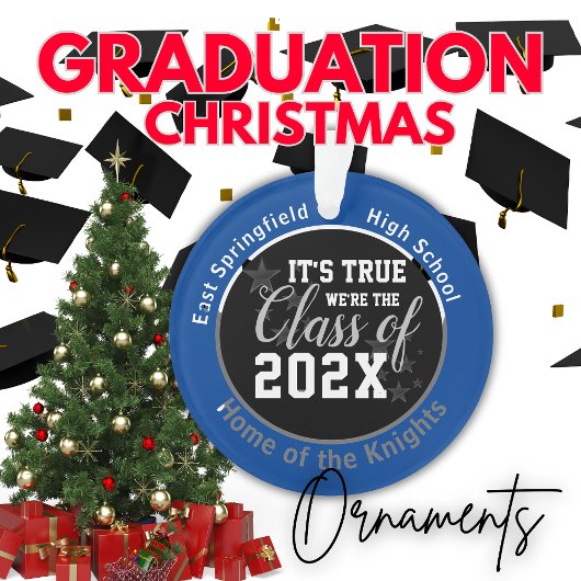 Blue High School Senior Kerstmis Ornament