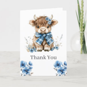 Blue Highland Cow Carte de remerciements