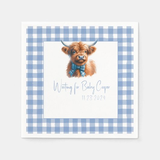 Blue Highland Koe Baby shower servetten (Voorkant)