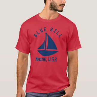 Blue Hill Maine Zeilboot Marine Blue Text Abs T-shirt